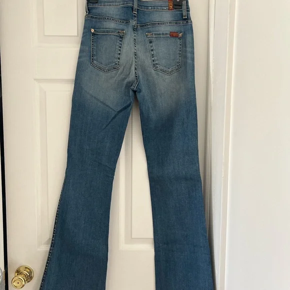 7 For All Mankind Medium Blue Flare High Waisted Jeans - Picture 10 of 11